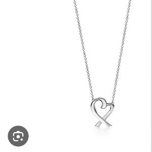 Sterling Silver Heart Ribbon Pendant Necklace - Silver
